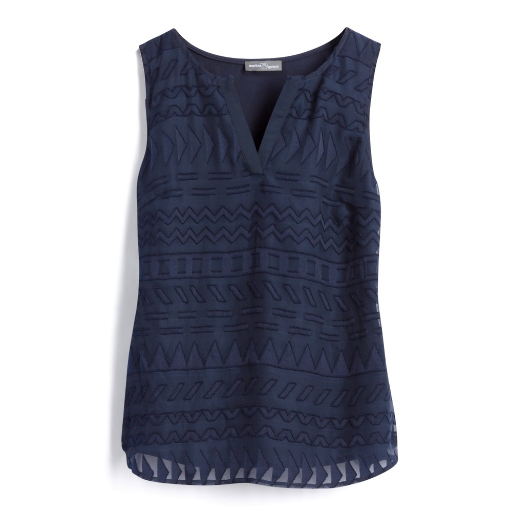 Ezide Textured Print Top - Navy - StitchFix - NWT
